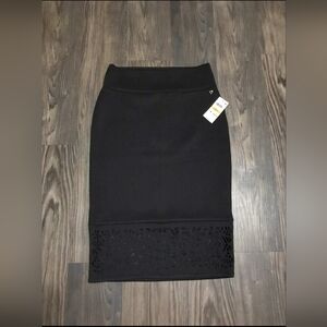 Thalia SODI Black Scuba Skirt with Mesh Details